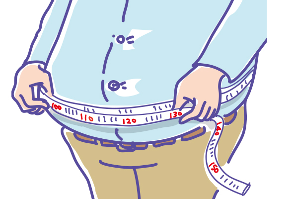 メジャーでお腹周りを計測しているイラスト